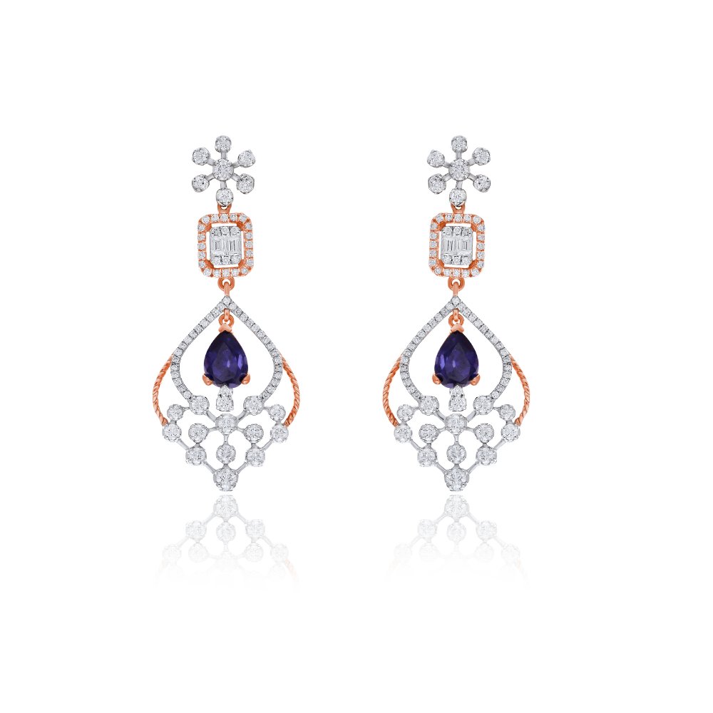 Sapphire Studded American Diamonds Earrings